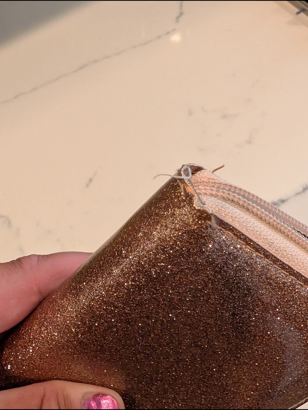 kate spade Rose Gold Glitter Zip Around Wallet - Picture 2 of 4